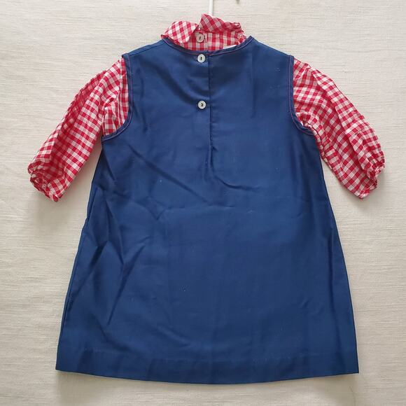 Vintage Navy/Red Gingham Dress 3t/4t - Picture 9 of 9